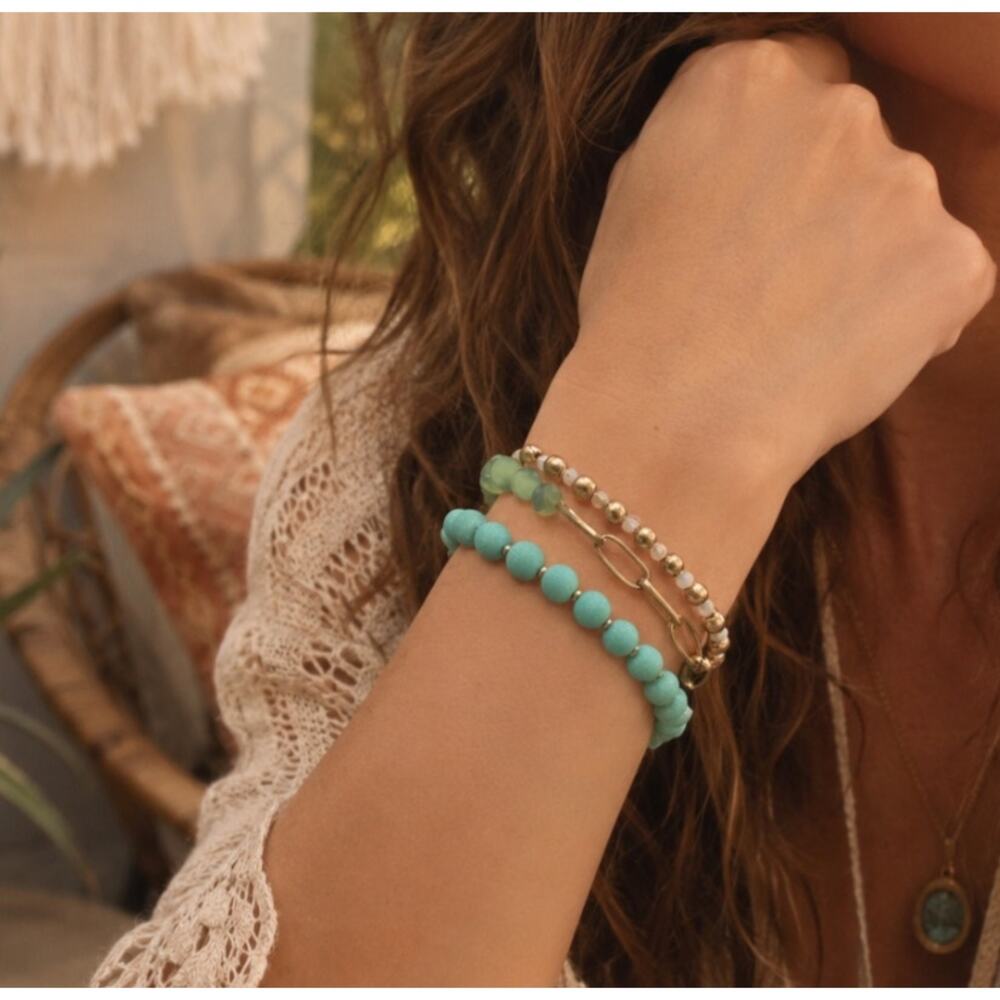 Pomina Green Gold Stretch Bracelet Stack New